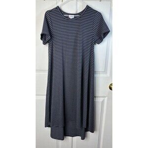 LuLaRoe Carly Dress Women's XS Black Stripe High-Low Hem Jersey Easy Care Comfy